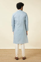 Manyavar Mens Chanderi Self Design Full Sleeves Knee Length Kurta Set