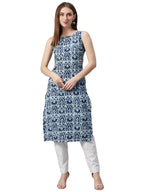 ANNI DESIGNER Womens Rayon Blend Straight Printed Kurta (CCD Blue_XL_Blue_X-Large)