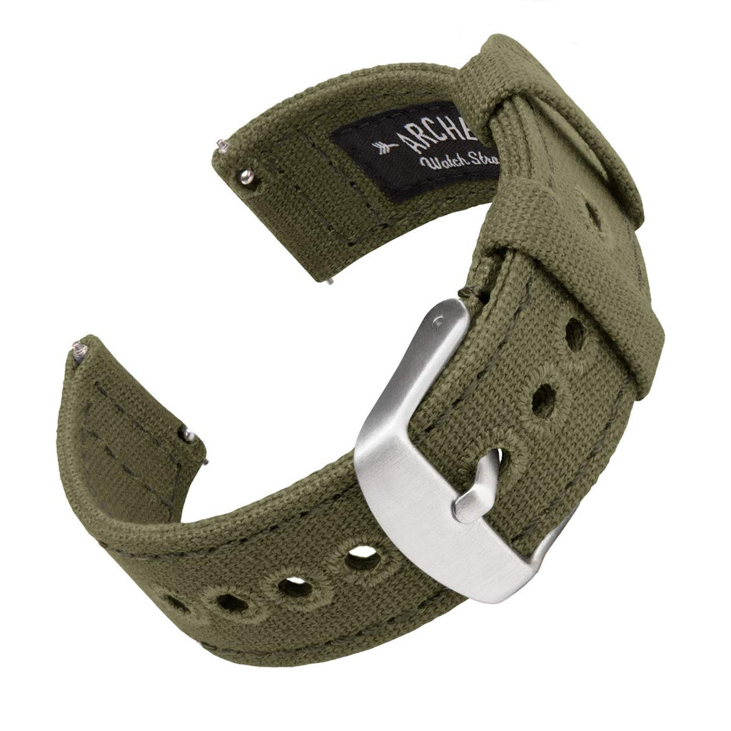 Archer Watch Straps - Canvas Quick Release Replacement Watch Bands (Faded Olive, 22mm)