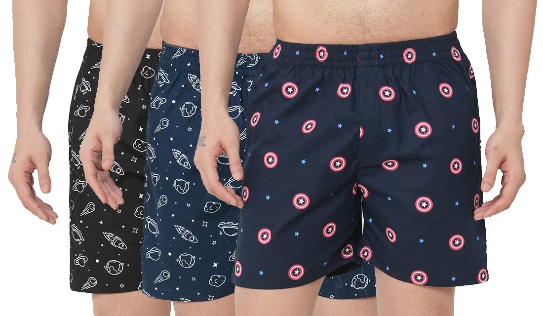 ANNI DESIGNER Mens Cotton Printed Boxer Shorts (Pack of 3) (ANL-BXR-PACK-3-AN-088_M_Multi_ Medium)