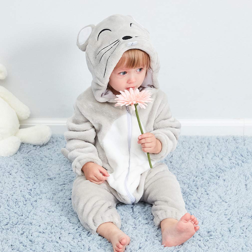 QZERPLAY Unisex Kids Baby Mouse Halloween Costumes Cartoon Outfit Hooded Homewear 80