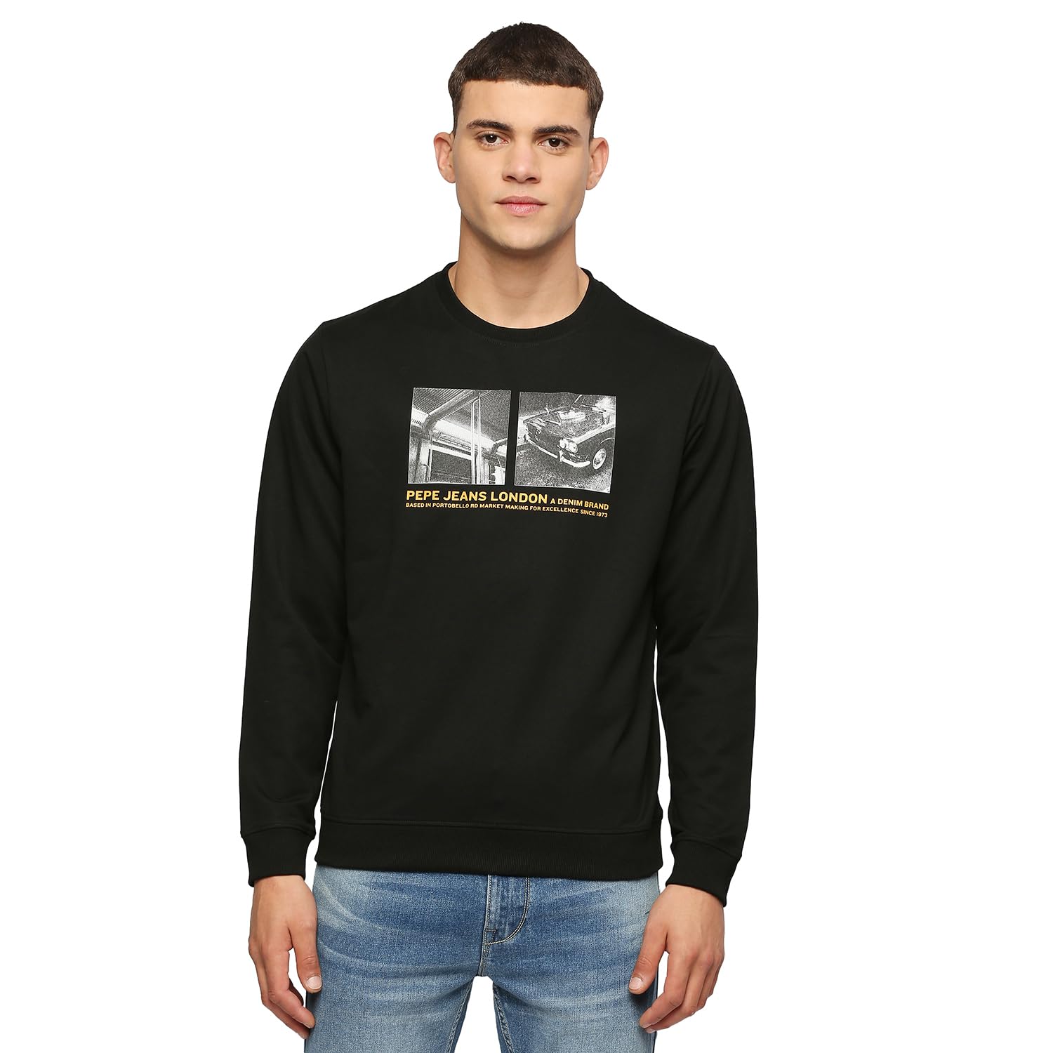 Pepe Jeans MenS Cotton High Neck Sweatshirt (Pm582655_Black