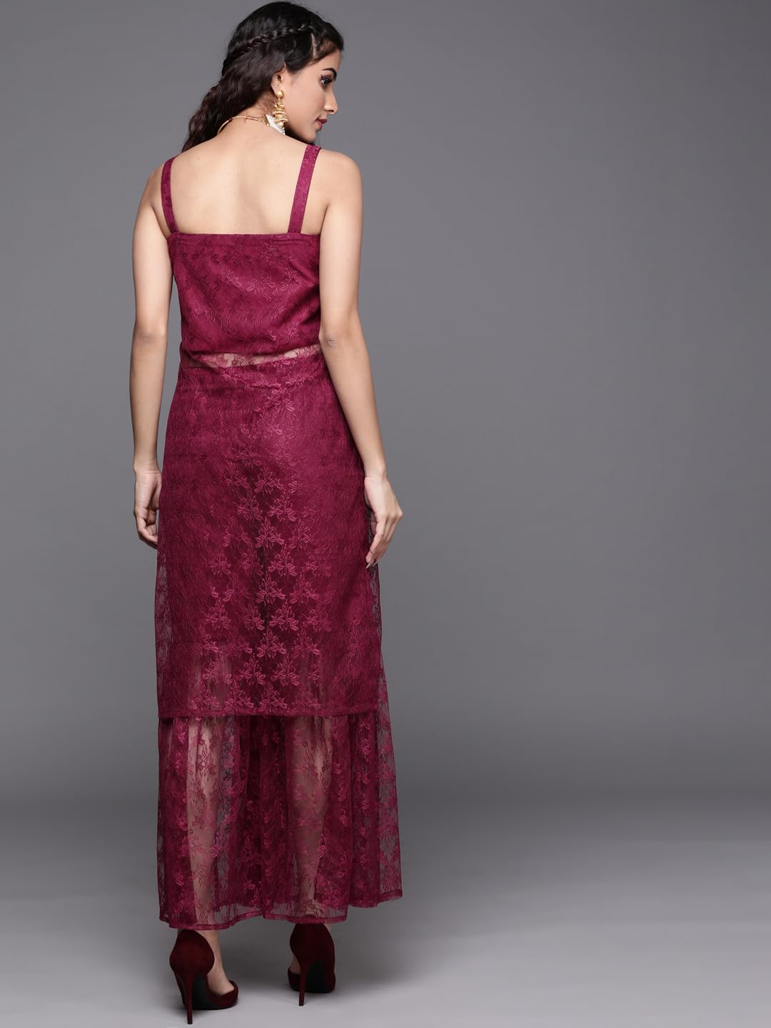 Varanga Women Delicate Lace Kurta Set Paired With Garara