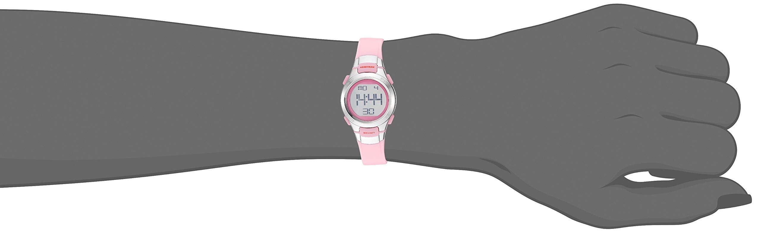 Armitron Sport Women's Silver-Tone Accented Digital Chronograph Neon Pink Resin Strap Watch, 45/7012NPK