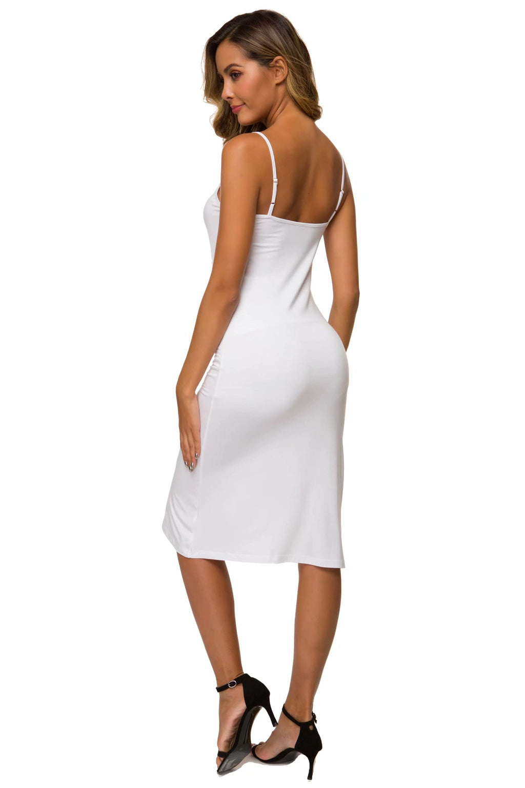 LB LIFEBEST Women's Full Slips Cami Long Spaghetti Strap Under Dress White