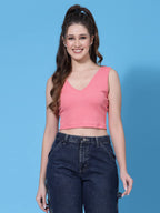 OOMPH! Crop Tops for Women, Pink - mt587