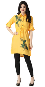 Om Sai Latest Creation Designer Slub Rayon Fully Stitched Straight Kurti For Women & Girls On Jeans Palazzo Or Skirt (Plus Size