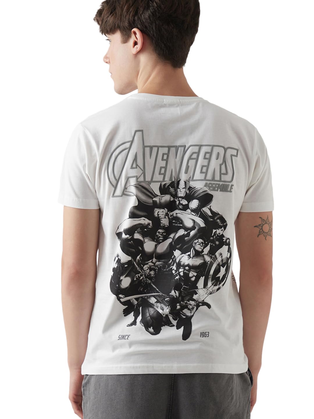 Bewakoof Official Marvel Merchandise Avengers Mens Graphic Print Regular Fit Half Sleeve Round Neck Cotton Jersey T-Shirt_64870