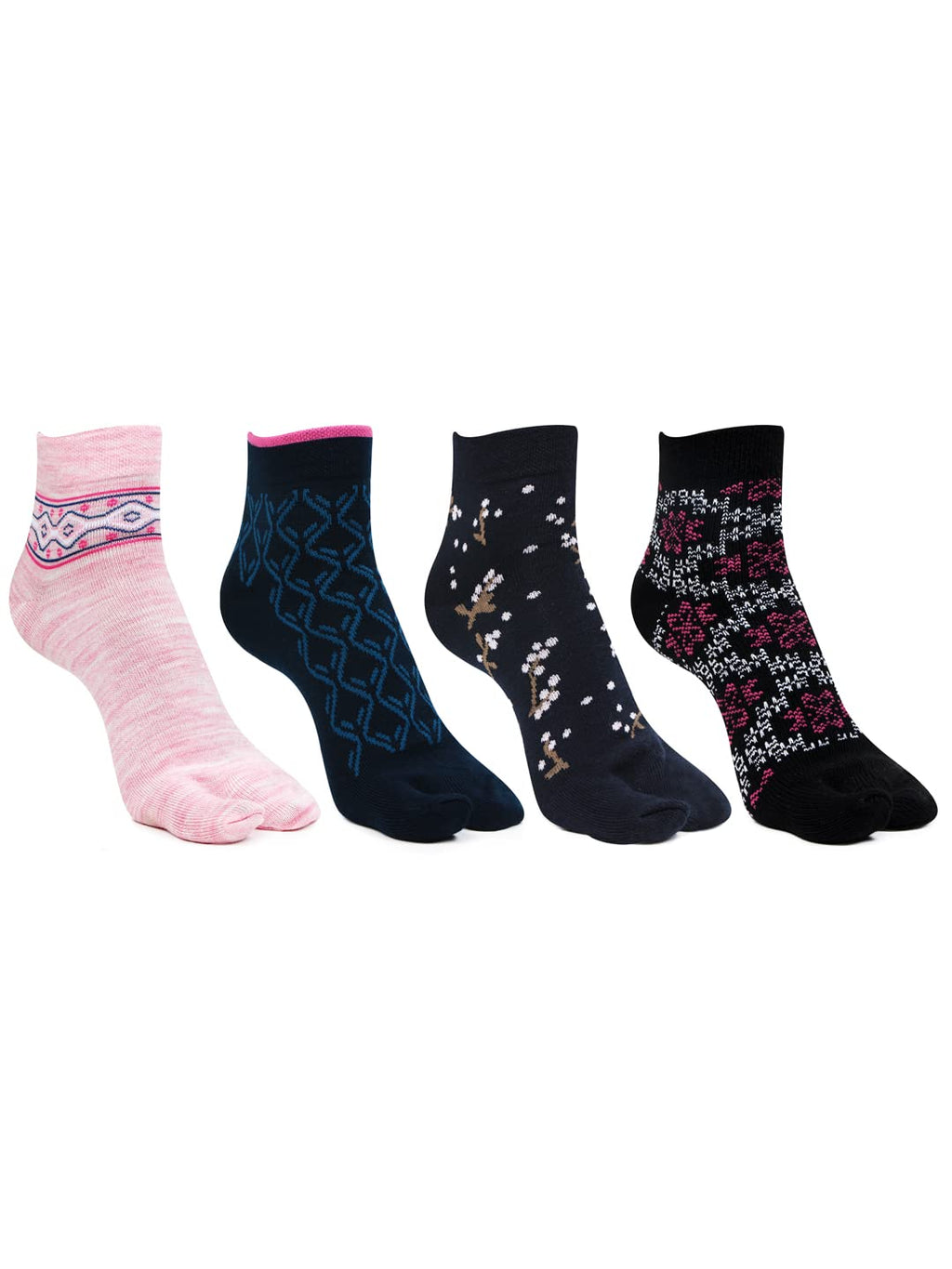 Bonjour Ankle Length Woolen Thumb Socks For Women- Pack of 4