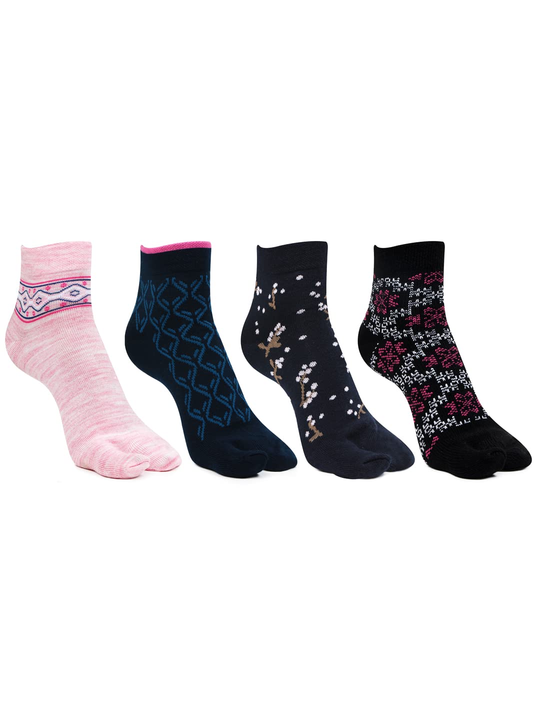 Bonjour Ankle Length Woolen Thumb Socks For Women- Pack of 4