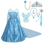 Dressy Daisy Little Girls Ice Princess Costumes Birthday Halloween Christmas Fancy Dress Up with Long Train and Accessories Size