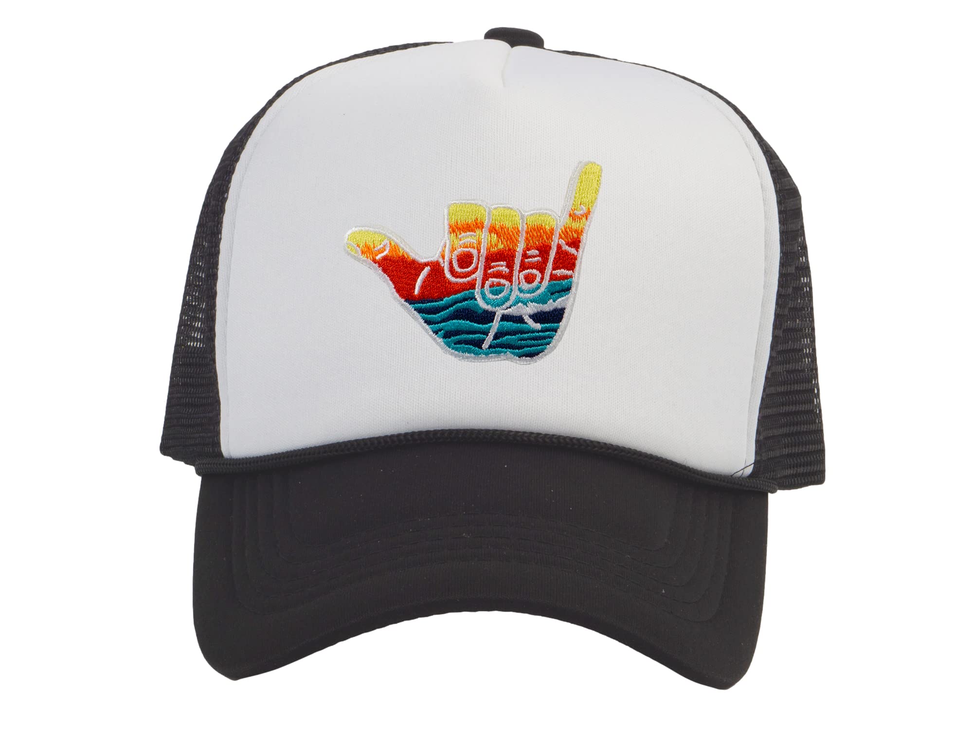 gravity Threads Hang Loose Learn to Surf Patch Trucker Hat - BlackWhite