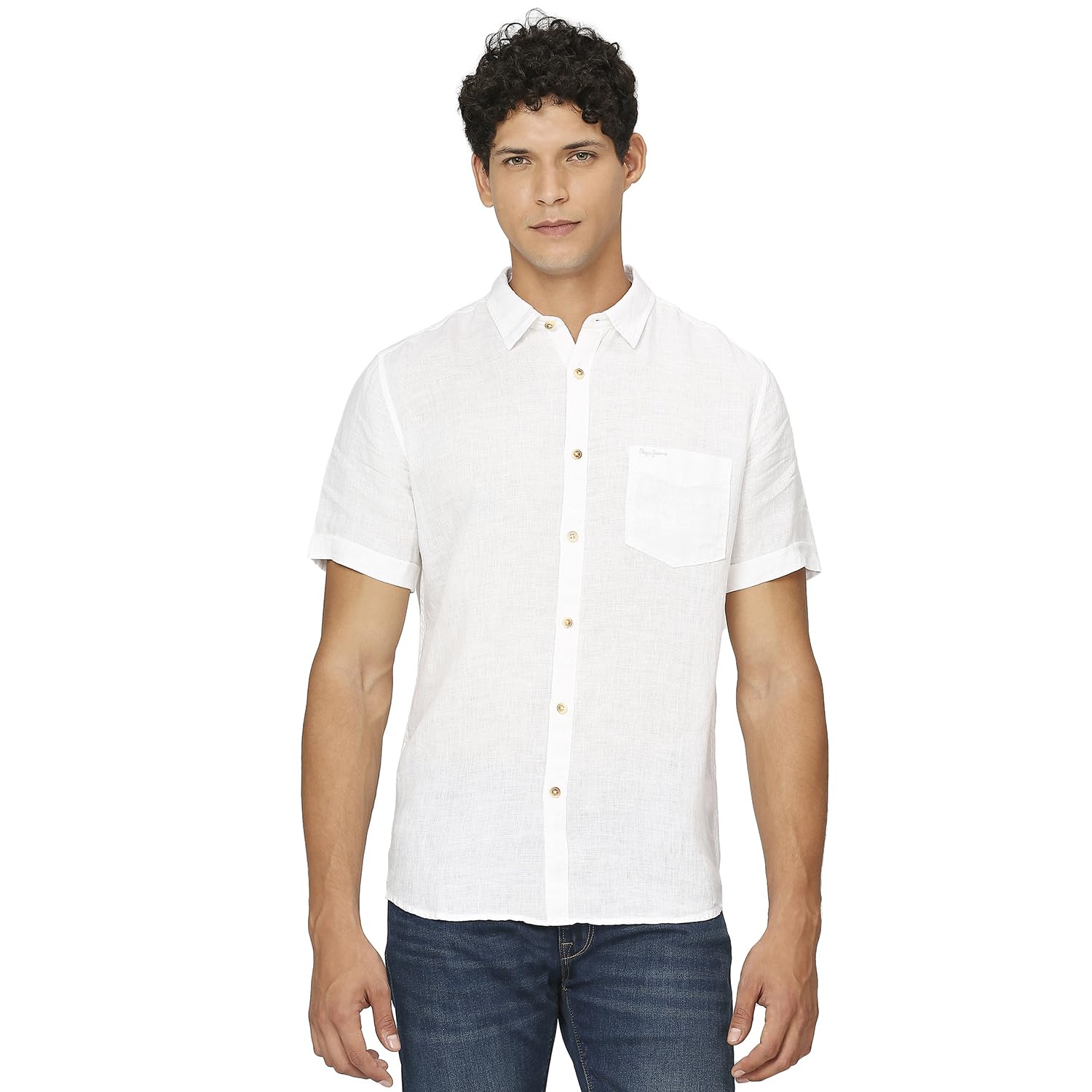 Pepe Jeans MenS Solid Regular Fit Shirt (Pm308260_White