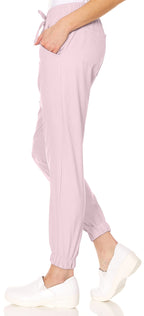 Mini Marilyn Scrub Joggers 4-Way Stretch Elastic Waistband Four Pocket Jogger Pants, Blush Size Large
