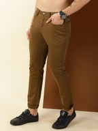 Thomas Scott Mens Cotton Blend Regular Fit Chinos - Khaki
