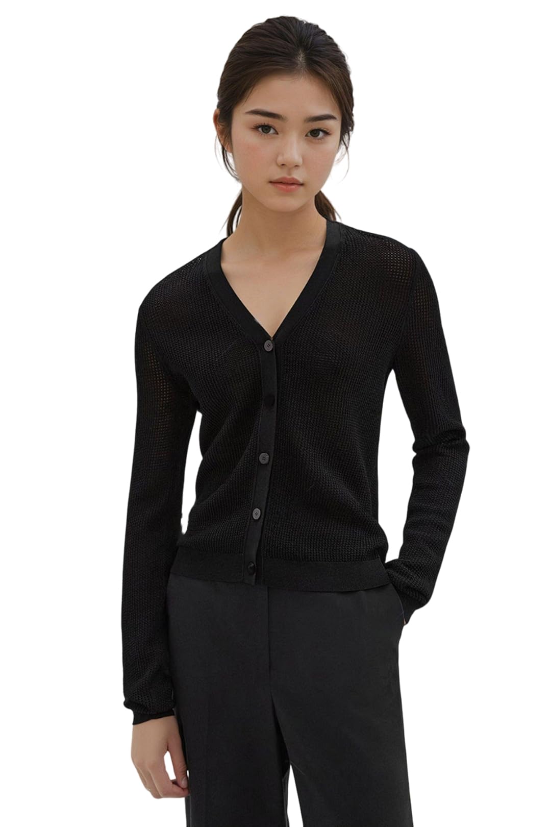 Kotty WomenS Sweater For Winters Woolen Full Sleeve V Neck(Black,M)