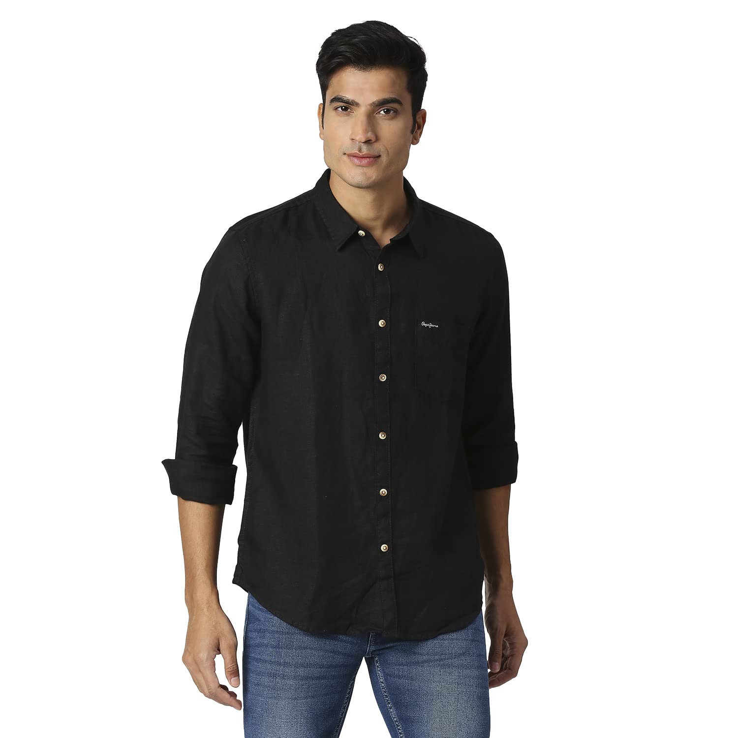 Pepe Jeans Linen MenS Regular Fit Solid Shirts Lime Yellow, Xl