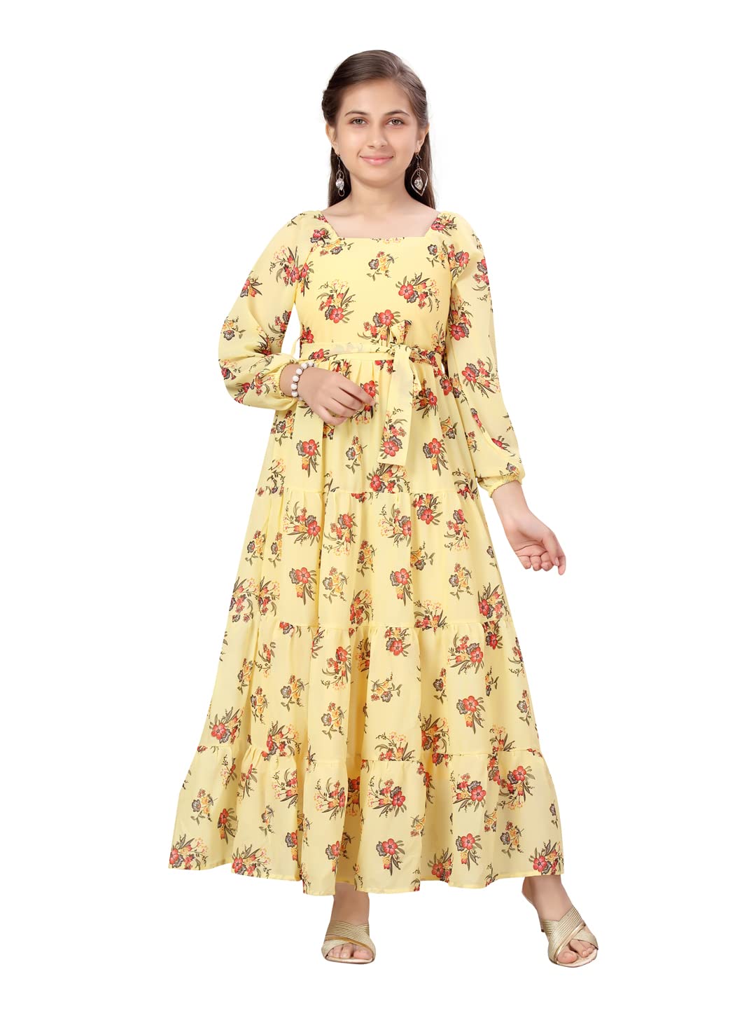 Aarika Girls Yellow Color Gown (MD-22134-YELLOW-32)