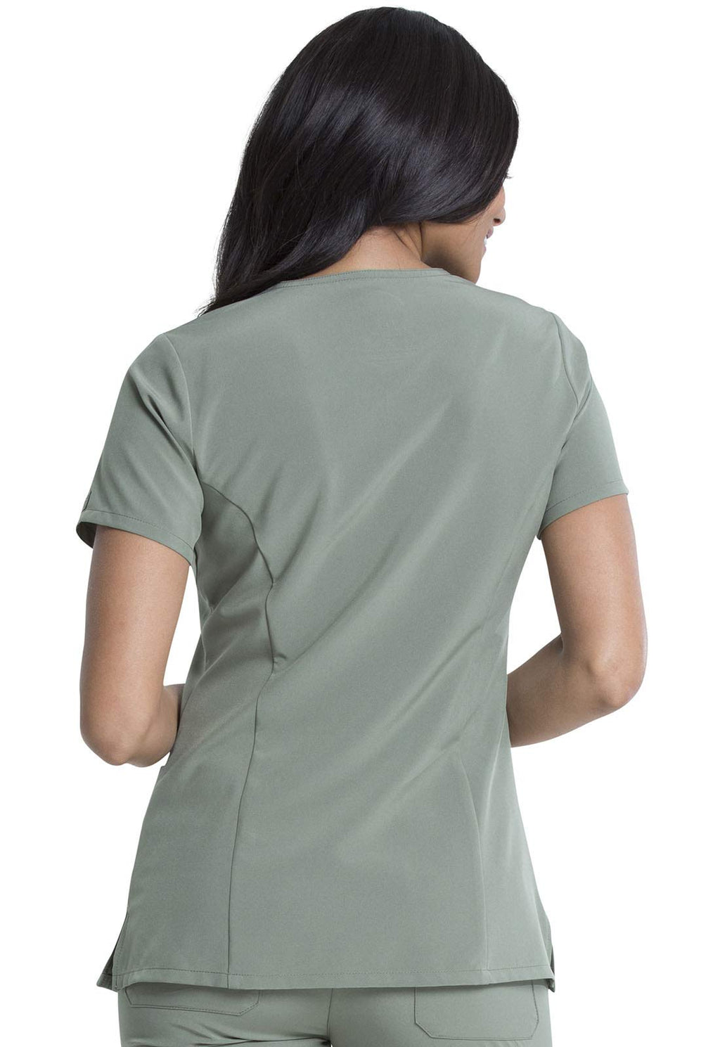 Dickies EDS Essentials Scrubs, V-Neck Womens Tops with Four-Way Stretch and Moisture Wicking Plus Size DK615, 3XL, Olive