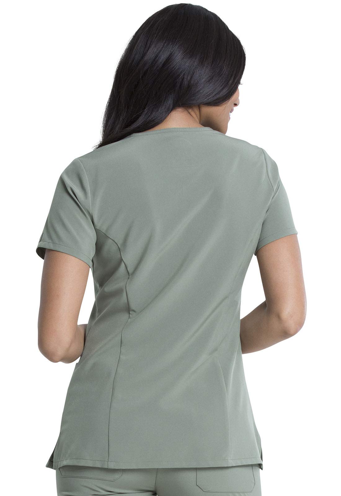Dickies Women's Scrub Top V-Neck Top with 2 Pockets, Moisture Wicking and 360 Stretch Fabric Plus Size DK615, 4XL, Olive