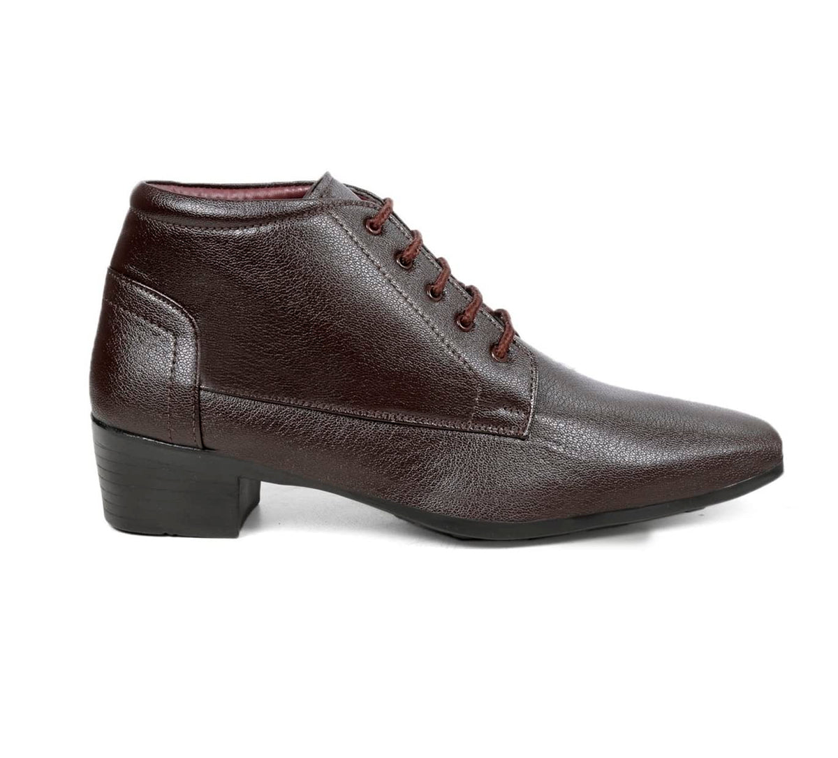 BXXY Mens 2 Inch Heel Height Increasing Brown Formal Derby LaceUp Boots 10 UK 10