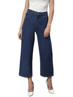 Kotty Womens Solid High Rise Cotton Lycra Blend Relaxed Fit Jeans