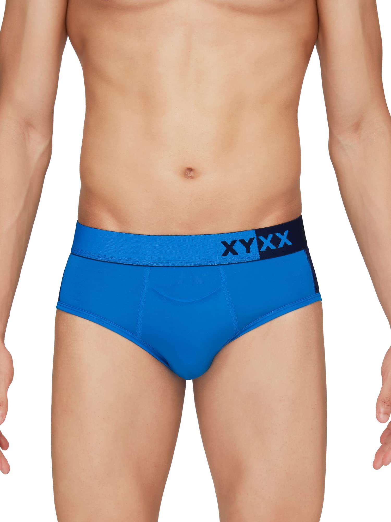 XYXX Mens Underwear Dualist IntelliSoft Antimicrobial Micro Modal Brief Pack of 3 (Brilliant Blue & Black Iris;Brilliant Blue &
