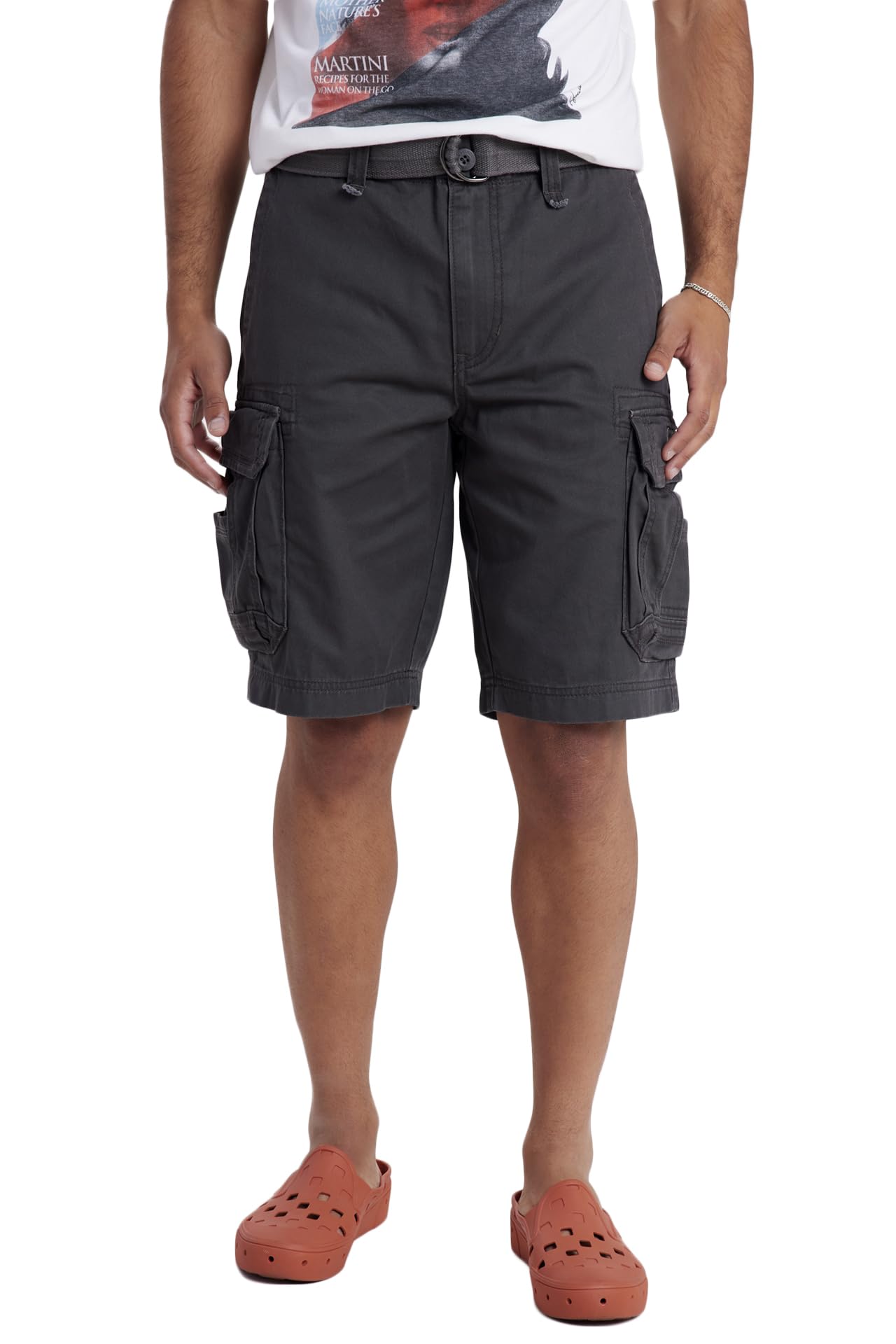 UNIONBAY mens Survivor Belted cargo Shorts, Andorid, 32 US