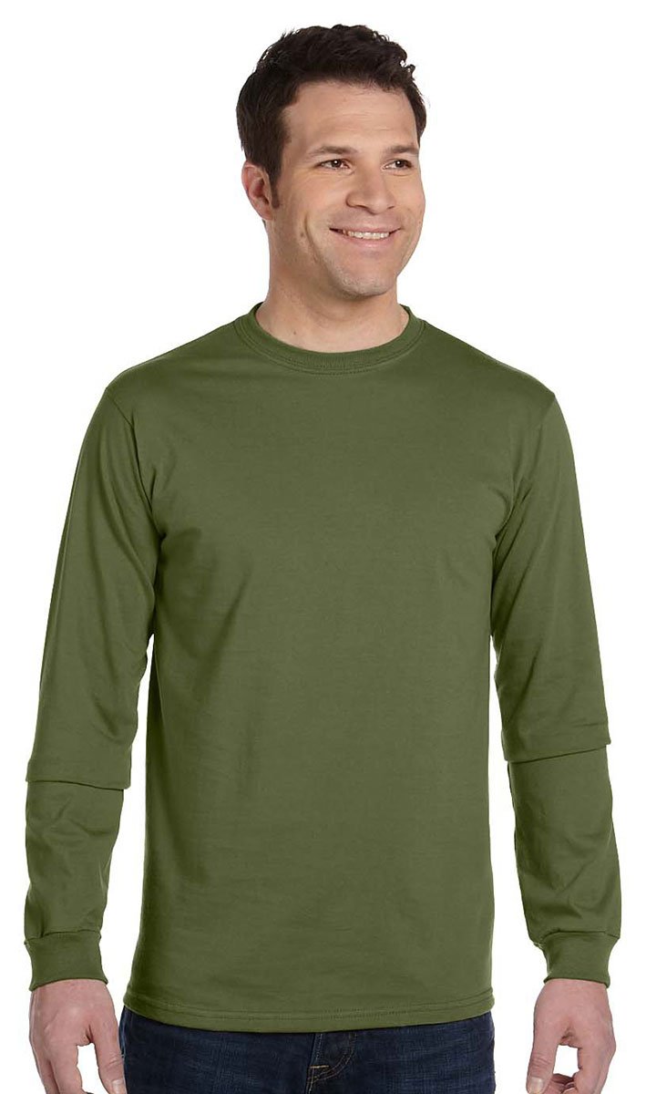 Mens 55 oz 100% Organic cotton classic Long-Sleeve T-Shirt - BLAcK - S(D0102H7ZgTT)