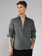 Dennis Lingo MenS| Grey| Full Sleeve| Spread Collar| Solid| Regular Fit| Casual Shirt