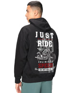 Bewakoof Mens Graphic Print Oversized Fit Full Sleeve Hooded Fleece Hoodies_649880_Black_S