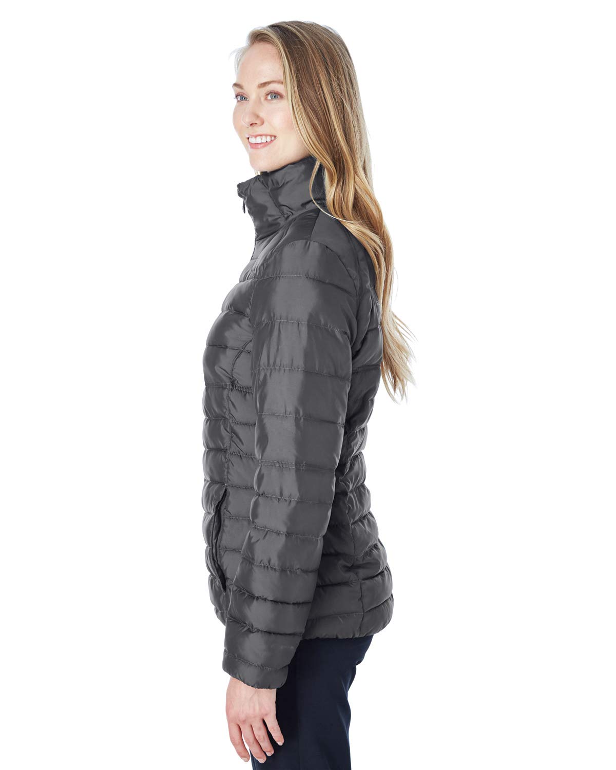 Ladies Insulated Puffer Jacket - BLAcK RED - XS(D0102H7Y3LX)