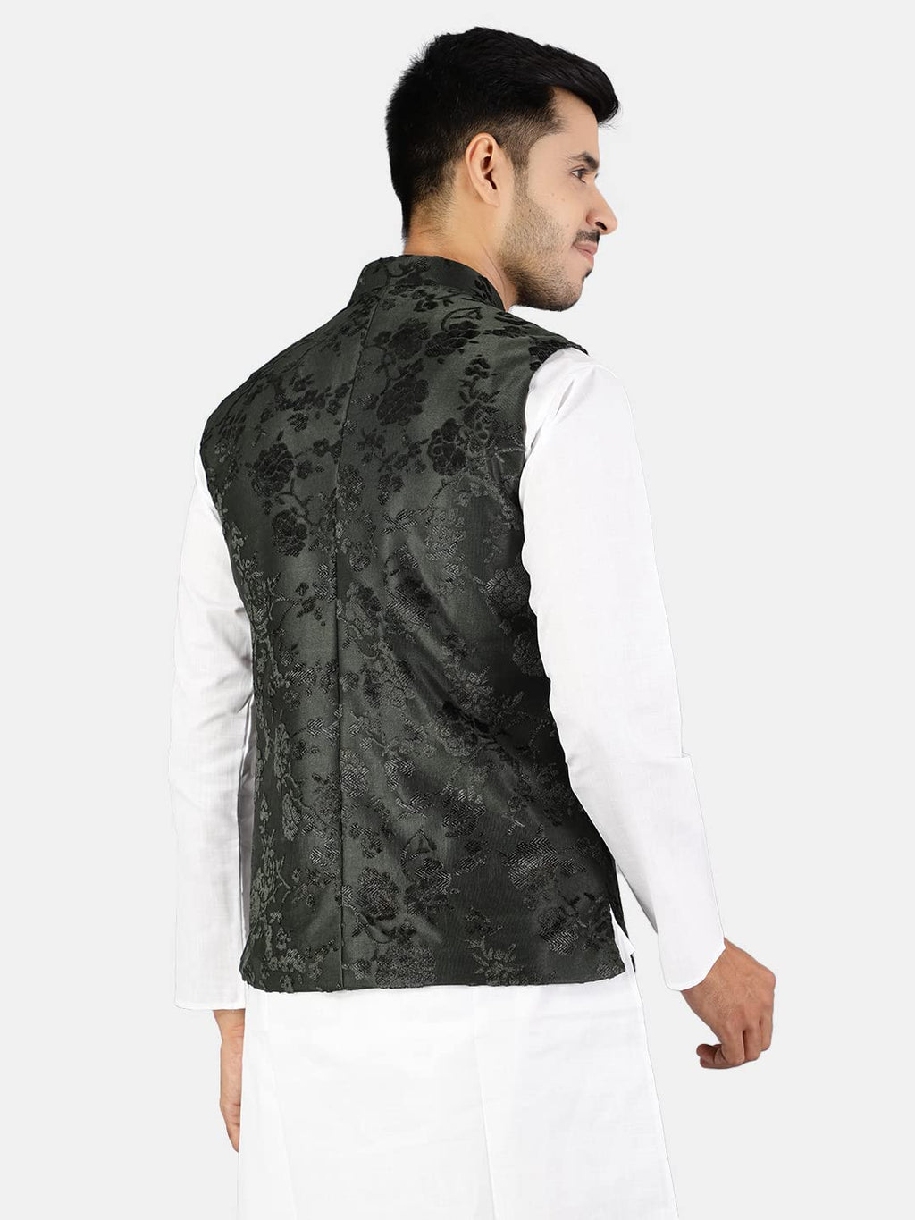 Wintage Men'S Emroidered Velvet Green Modi Nehru Jacket: 46/2Xl