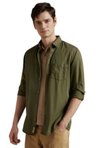 Louis Philippe MenS Cotton Solid Regular Fit Shirt (Lrsfcslpm07259_Green, 39