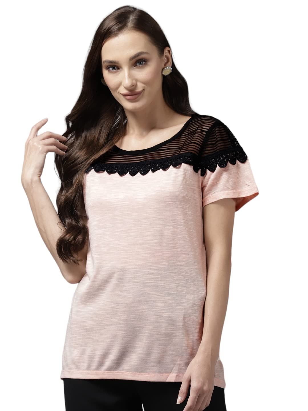 Aarika Womens Regular Fit Shirt (TP-W-M-12108_Peach XL)