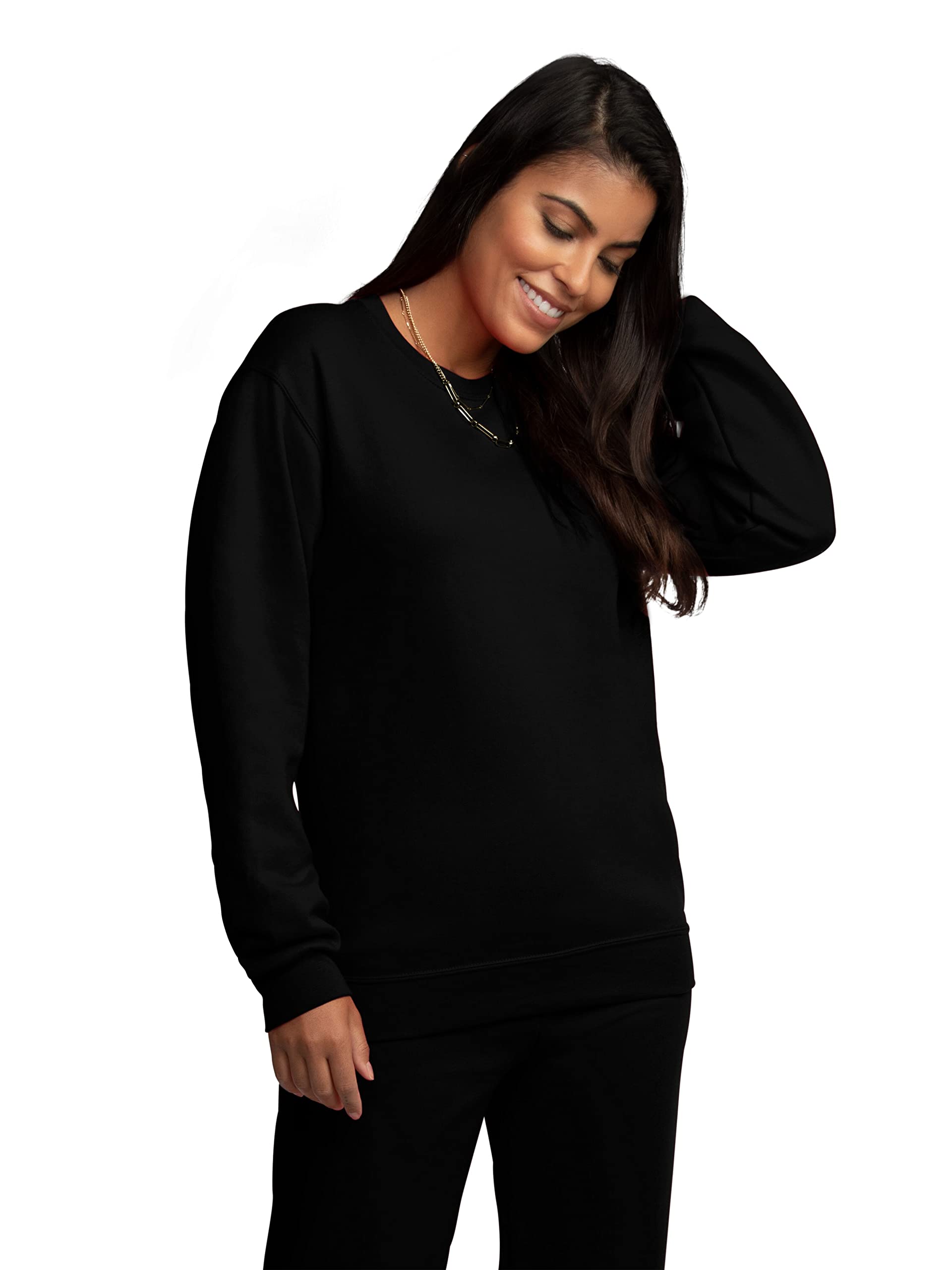 Fruit of the Loom Men's Moisture Wicking Eversoft Fleece Sweatshirt, Black, 4X-Large