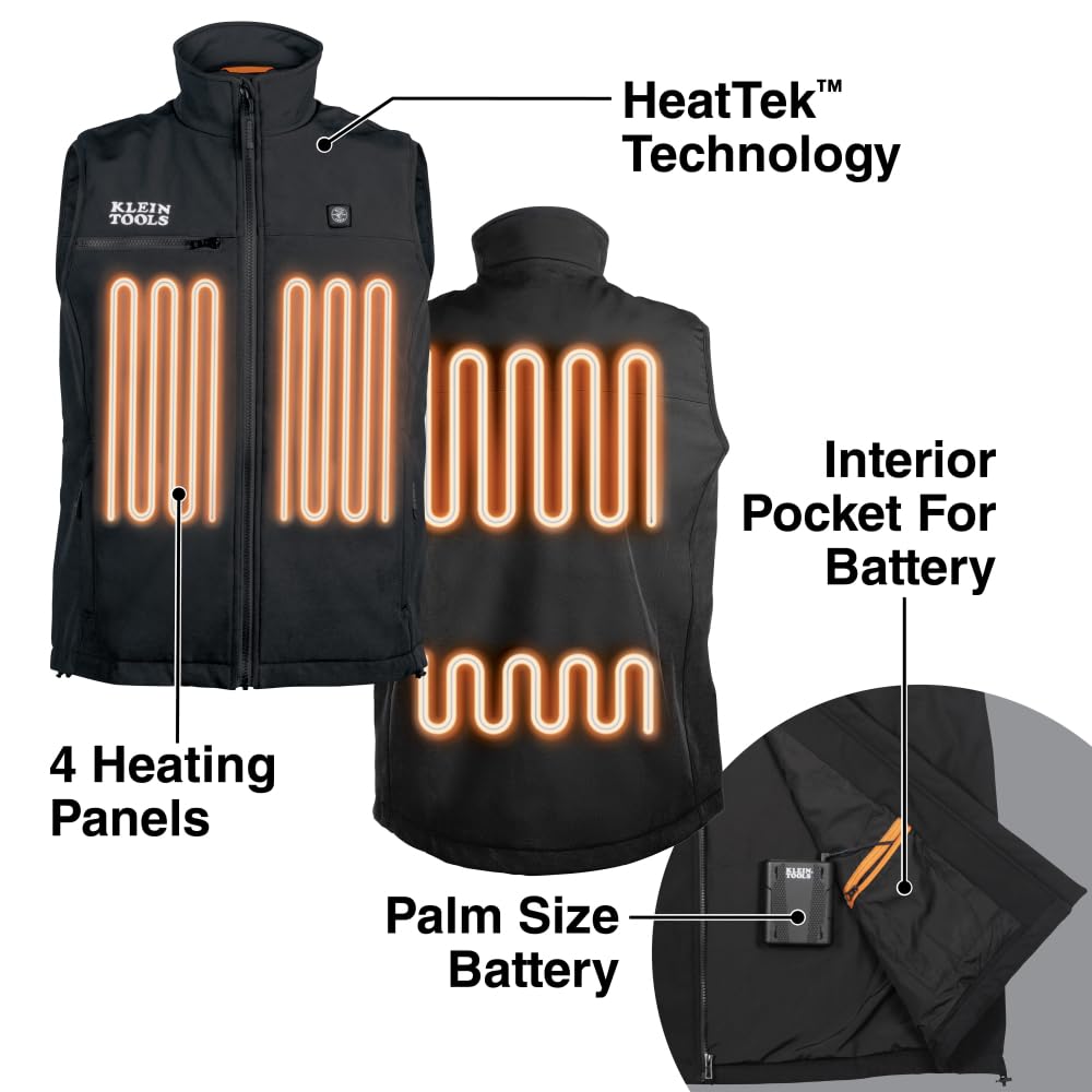 Klein Tools Lightweight Heated Vest, Black, Medium
