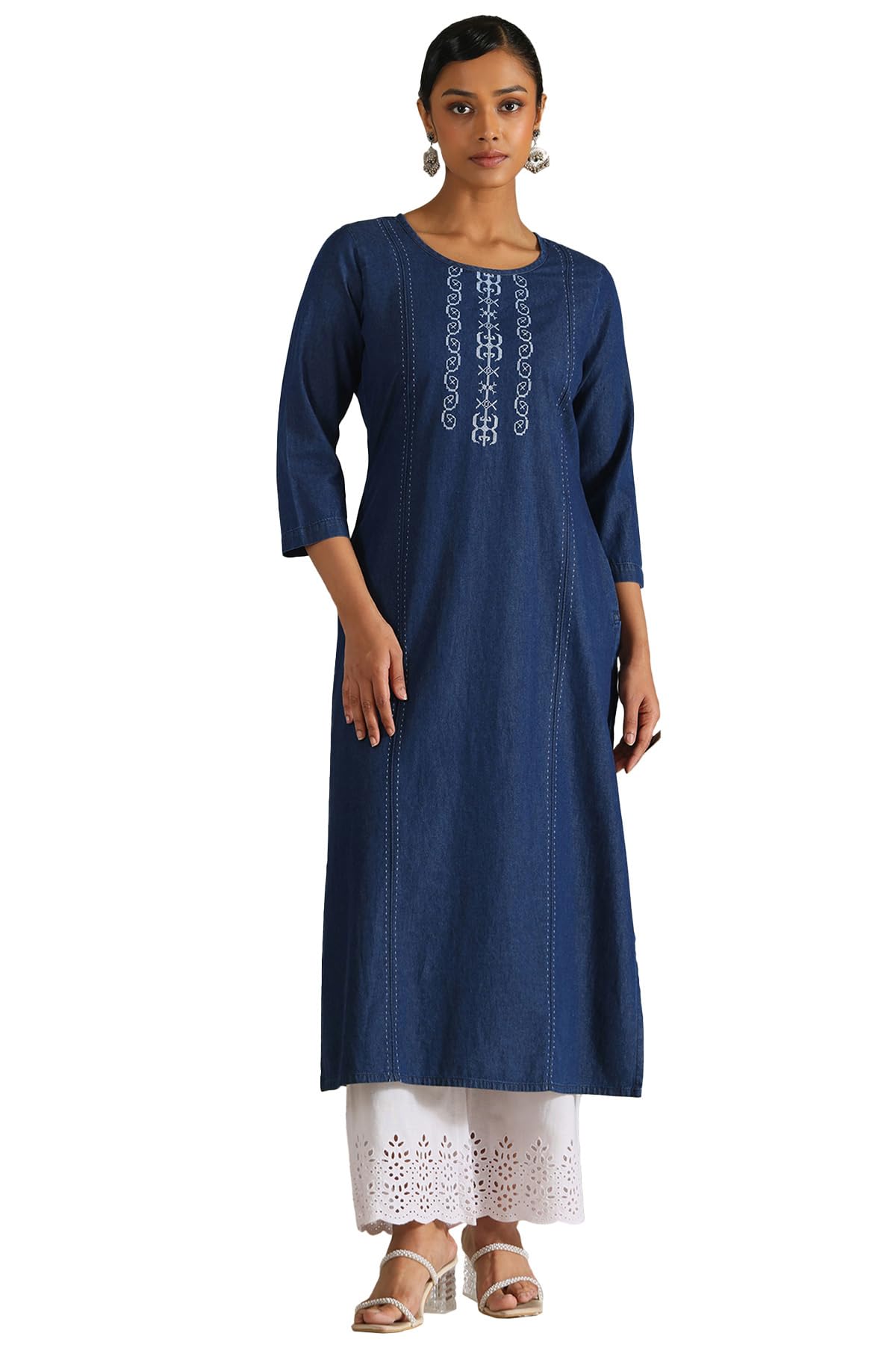 Soch Women Denim Embroidered Regular Kurta (cws5ku61236
