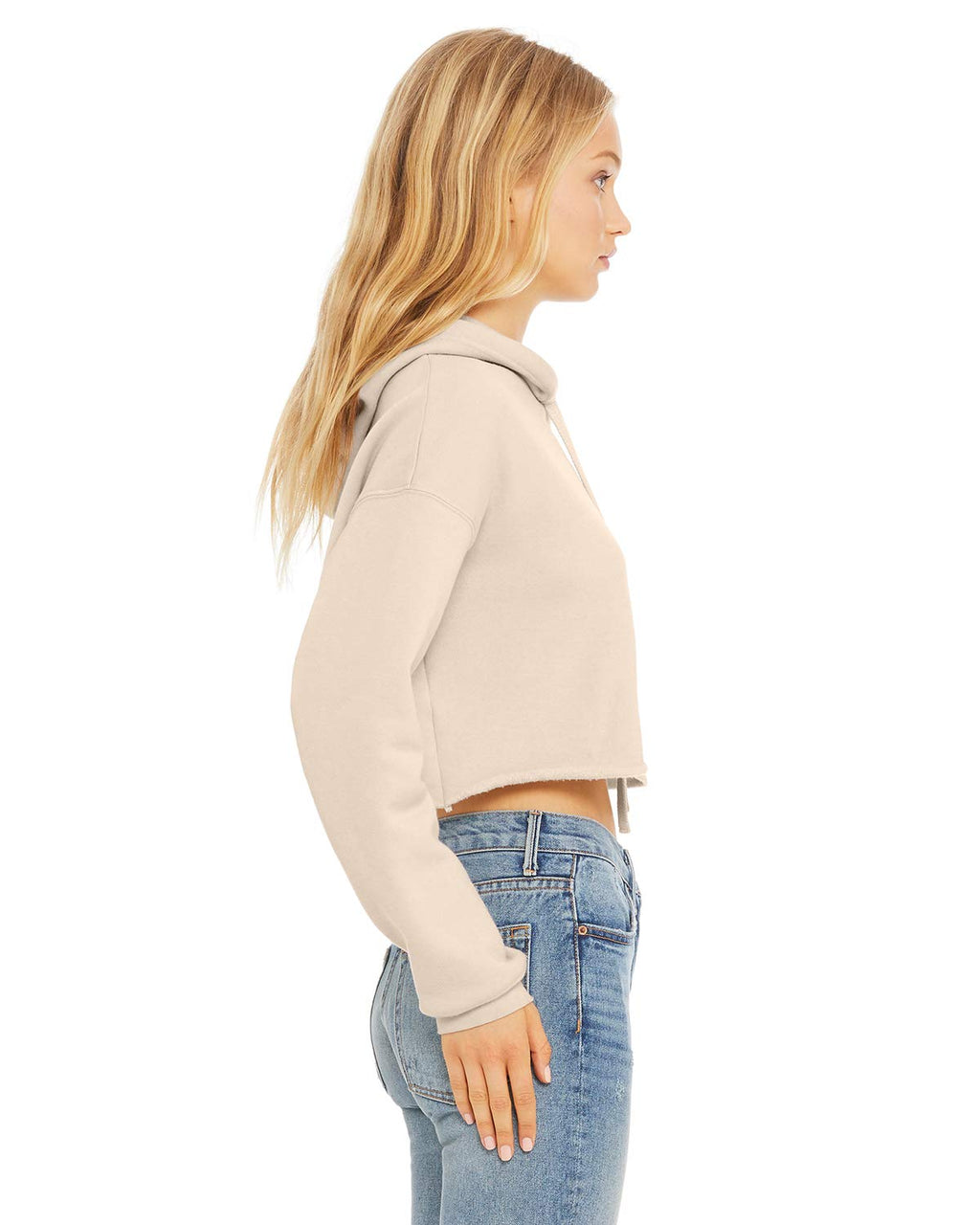 Ladies cropped Fleece Hoodie - PEAcH - S(D0102H7WRTX)