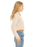 Ladies cropped Fleece Hoodie - PEAcH - S(D0102H7WRTX)