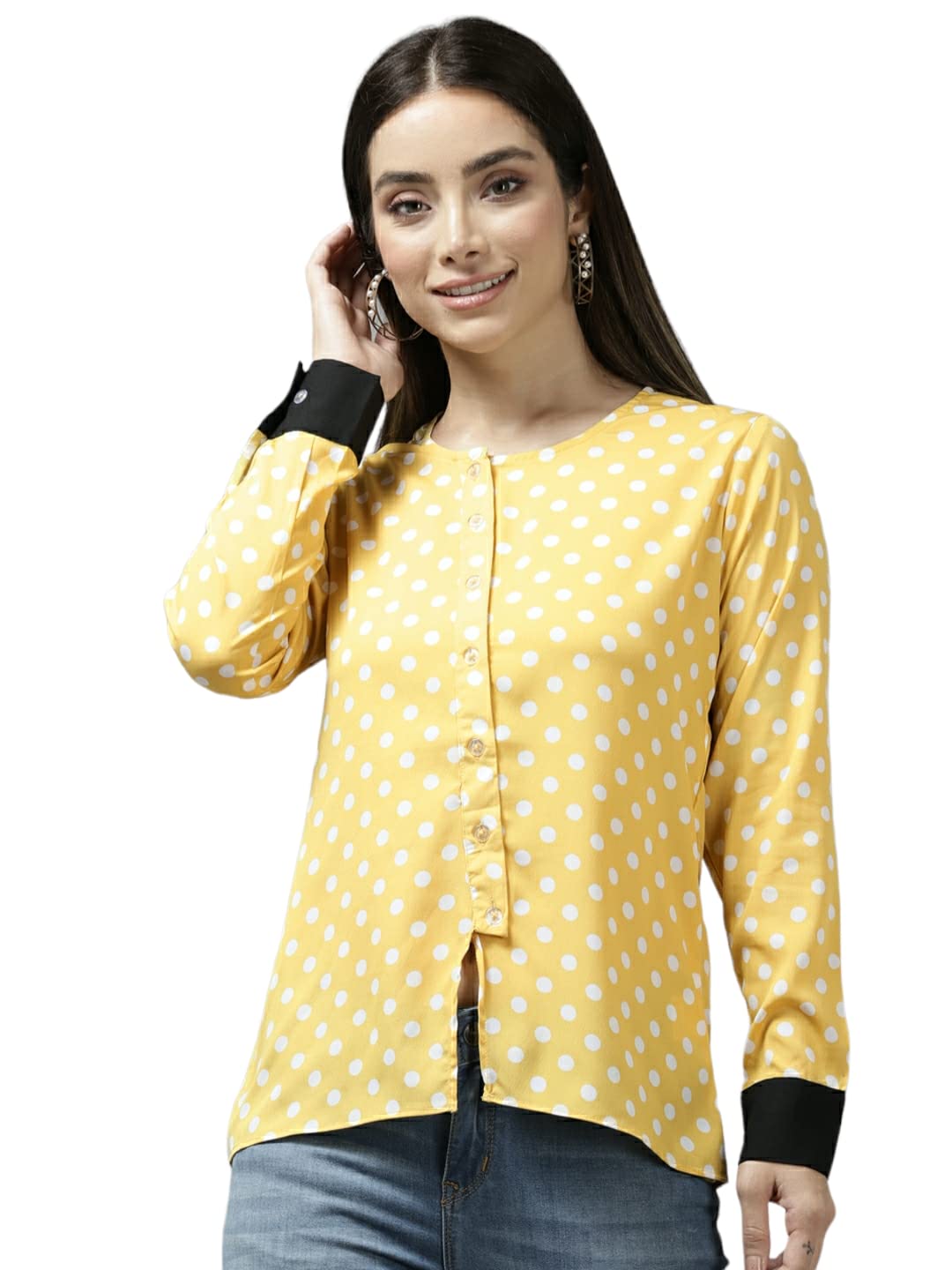 Aarika Womens Regular Fit Shirt (TP-W-M-12385_Yellow L)