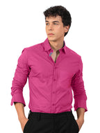 Pinkmint Mens Long Sleeve Button Down Pink Shirt for Men Collared Casual Formal Soild Shirt