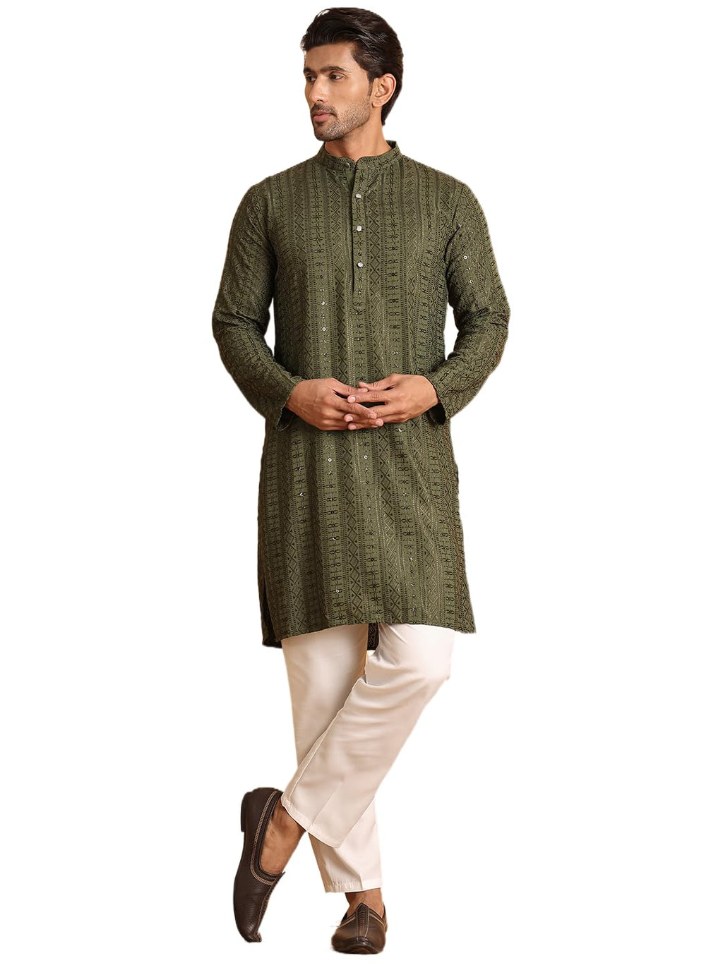 Jompers Mens Embroidered Straight Kurta Set