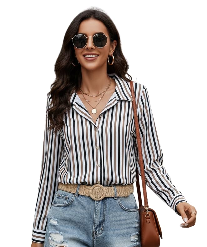 Indoprimo WomenS Striped Casual Stylish Shirt | Striped Western Shirt For Women