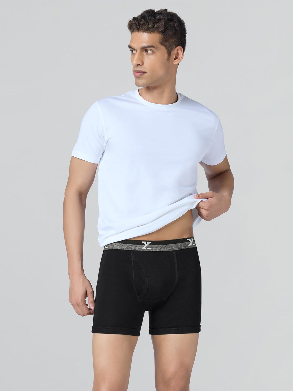 XYXX Mens Nova Cotton Boxer Brief for Men|Regular Fit with intellifresh No-Marks Waistband | Solid Underwear for Men Storm Grey