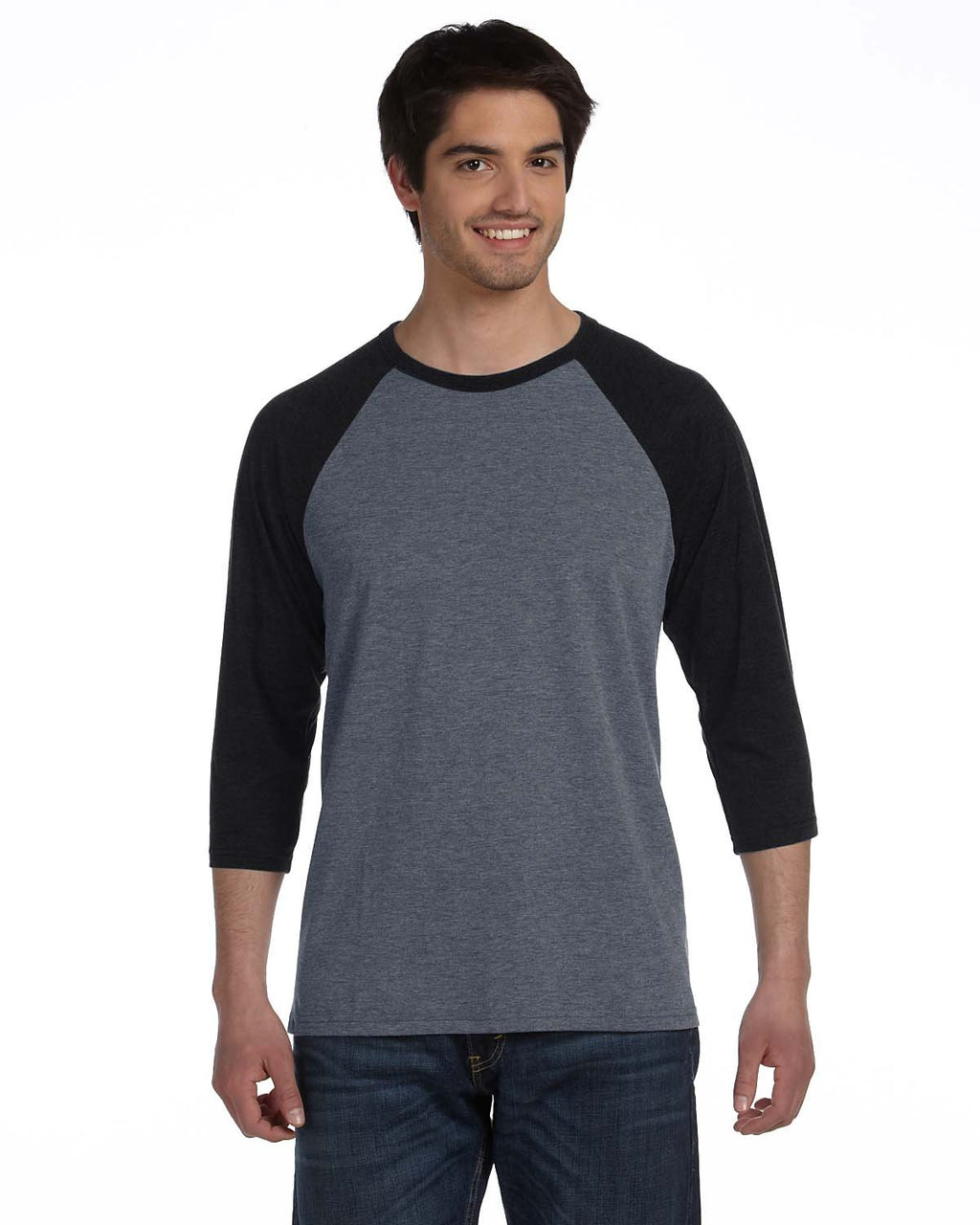 Unisex 34-Sleeve Baseball T-Shirt - gRY cHR BLK TRB - S(D0102H7WgQT)