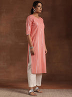 Libas WomenS Cotton Straight Kurta (29197_Peach