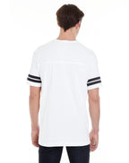 LAT Mens Fine Jersey Crew Neck Short Sleeve Football Tee (6937) White/Black, 3X