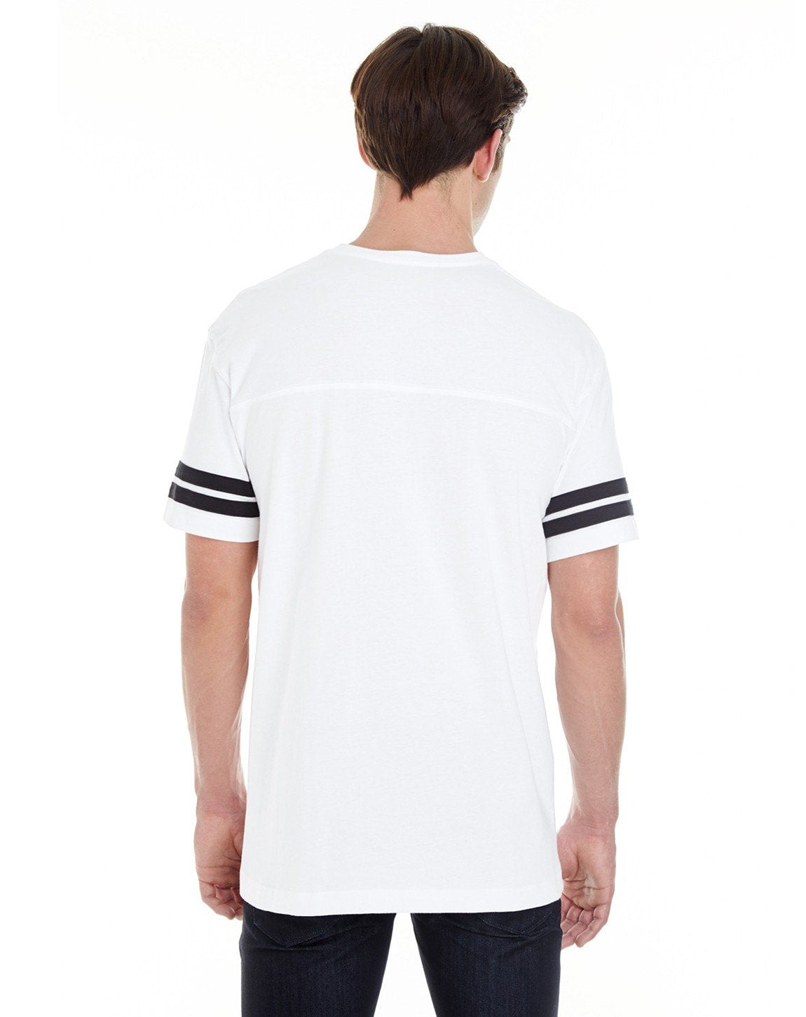 LAT Mens Fine Jersey Crew Neck Short Sleeve Football Tee (6937) White/Black, 3X