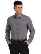 Turtle Men 100% Cotton Grey Solid Regular Fit Formal Shirt